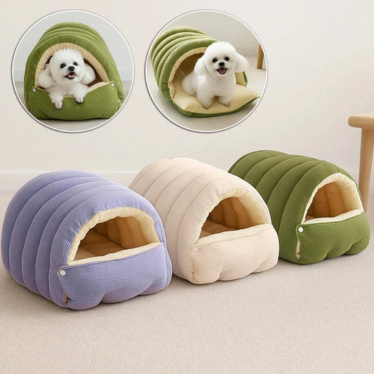 Winter Plush Cat Bed Warm Pet House Thickening Warmth Comfort Soft Kittens Sleeping Beds Cat Cave For Pet Warmth