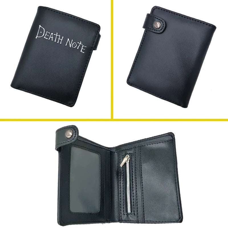 Death Note Anime Black PU Leather Short Wallet Card and Coin Purse for Boys Girls Gift