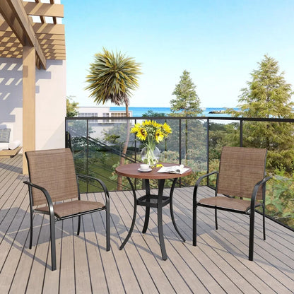 5-Piece Patio Dining Set – Outdoor Furniture Set w/1 Square Table & 4 Stackable Sling Chairs – Patio Dining Furniture