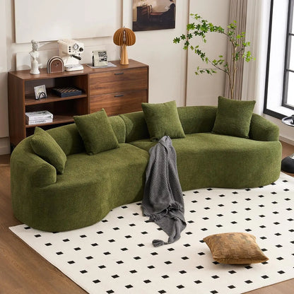 110‘’ Boneless Curved Sofa, Modern Cloud 4-Seater Floor Couch, Minimalist Compression Sofa for Living Room, Customized