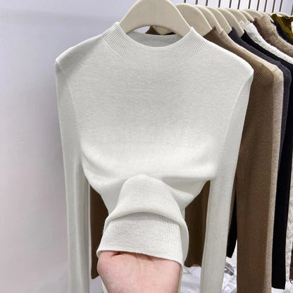 Women 2025 Solid Slim Pullover Autumn Winter Turtleneck Sweater Warm Casual Jumpers Korean Fashion Knitwear Base Layer Tops