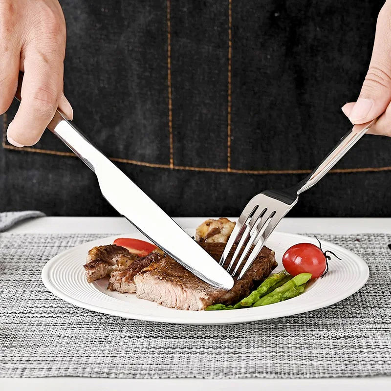 5PCS premium quality 420 and 18-10 Stainless steel Dinnerware Set cutlery set steak knife and fork dessert fork and spoon