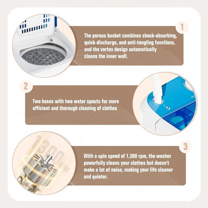 INTERGREAT Portable Waher and Dryer, 12.1lbs Mini Small Washing Machine Combo with Spin Dryer, Compact Twin Tub Laundry Washer