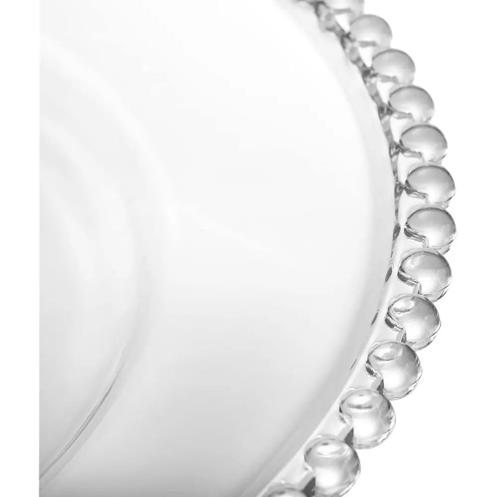 12 Pa Clear Plastic Charger Plates With Bead Rim, 13 H Plastic Round Serving Plates Decor Dinner Plates For Party Wedding