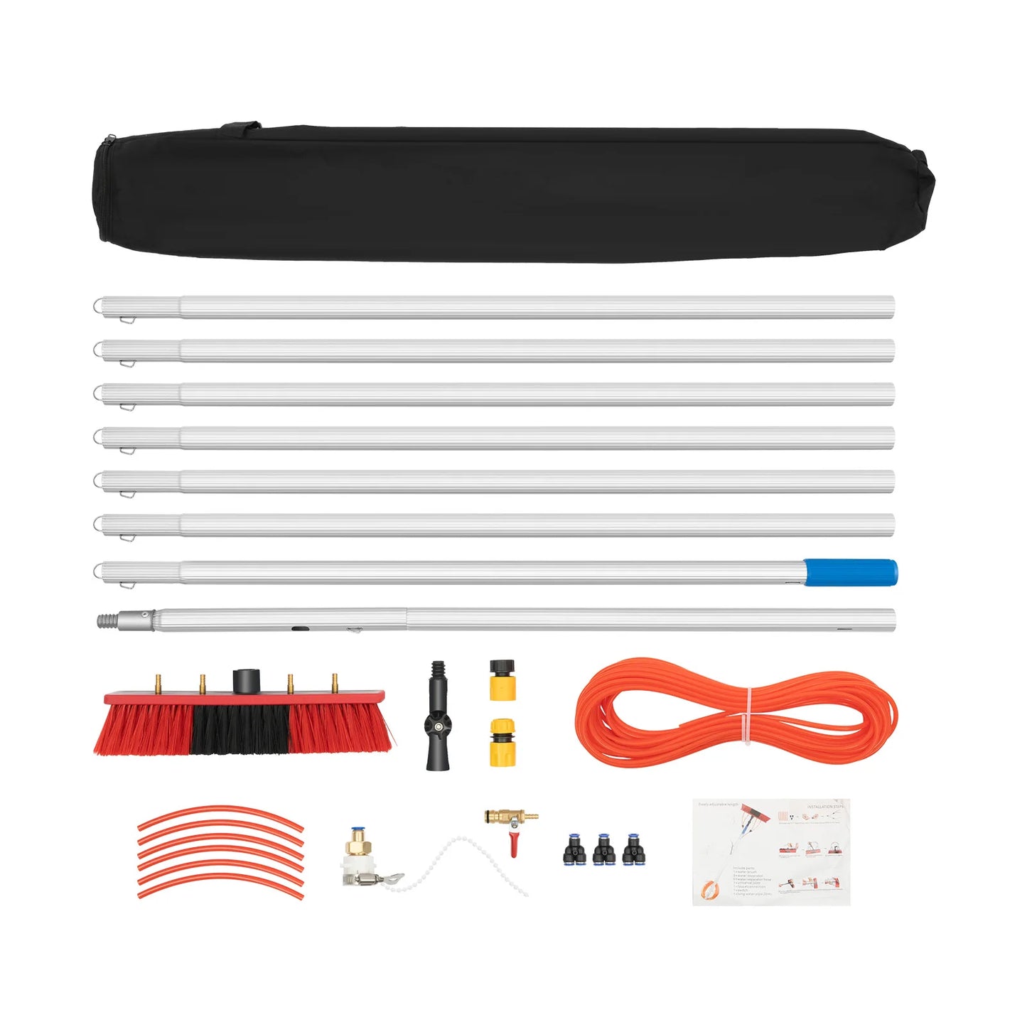 26FT Water Fed Pole Cleaning Brush Tool, For Window+ Solar Panel, High Density Aluminum Alloy Window Cleaning Pole