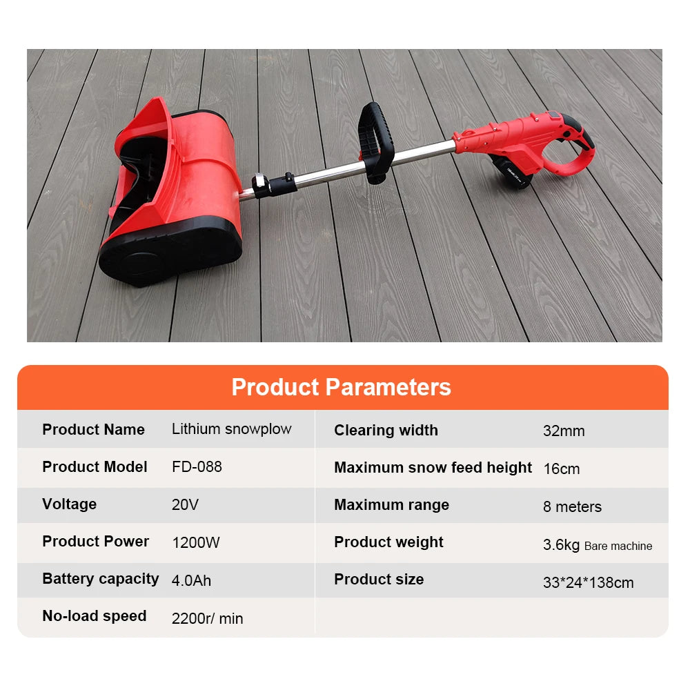 Foldable Lithium Snow Blower Cordless Snowplow Portable Hand Push Snow Clearer Small Cleaning Machine Snow Pusher