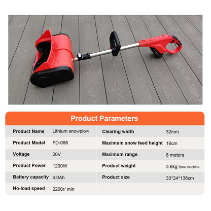 Foldable Lithium Snow Blower Cordless Snowplow Portable Hand Push Snow Clearer Small Cleaning Machine Snow Pusher