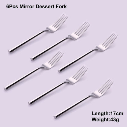 6/16/20Pcs Stainless Steel 304 Cutlery Set Mirror Sliver Tableware Western Hexagonal Handle Dinner Set Matte Knife Fork Spoon