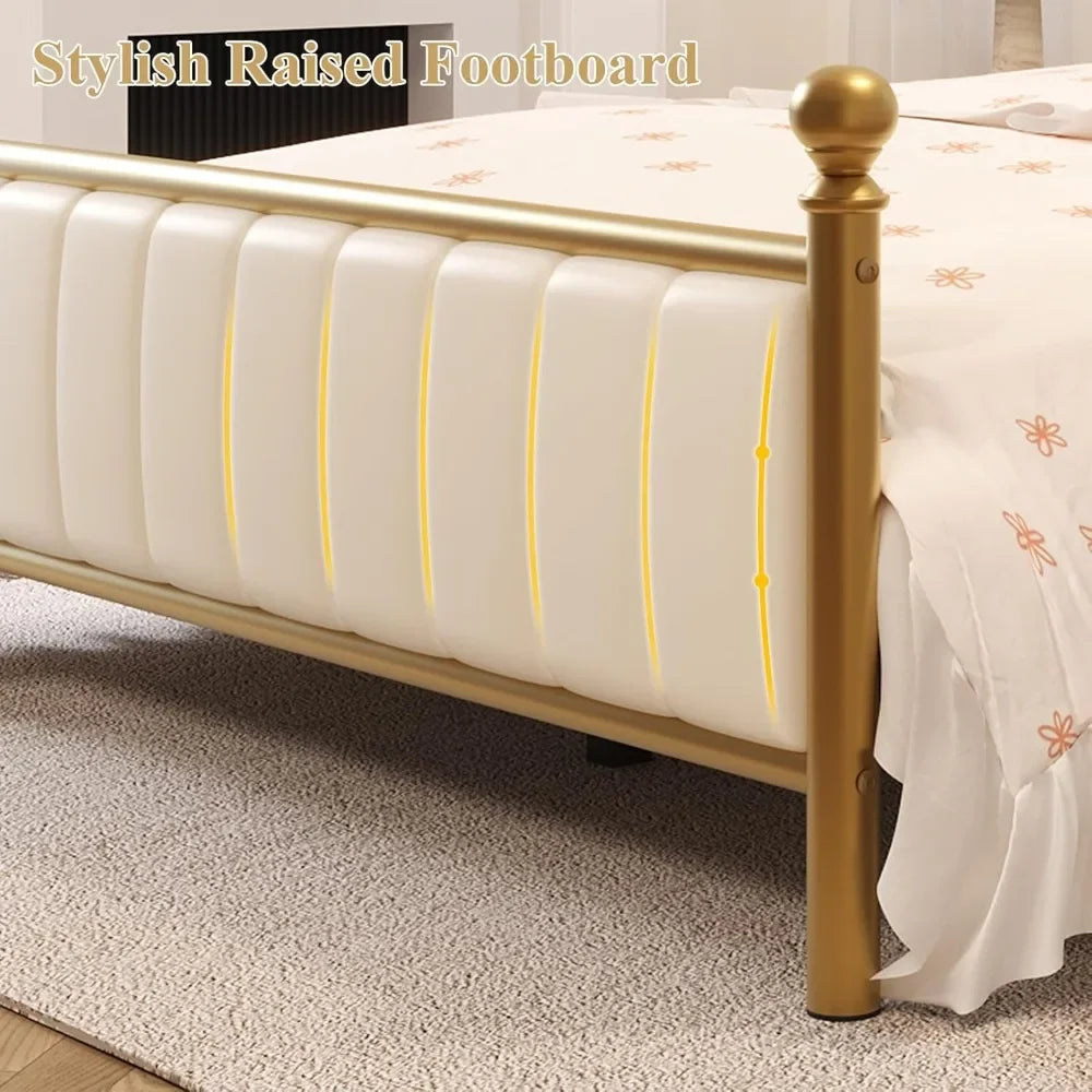 Bed Frame with Headboard, Upholstered Platform Metal Beds Frame Supported by Strong Metal Slats, No Box Spring Needed
