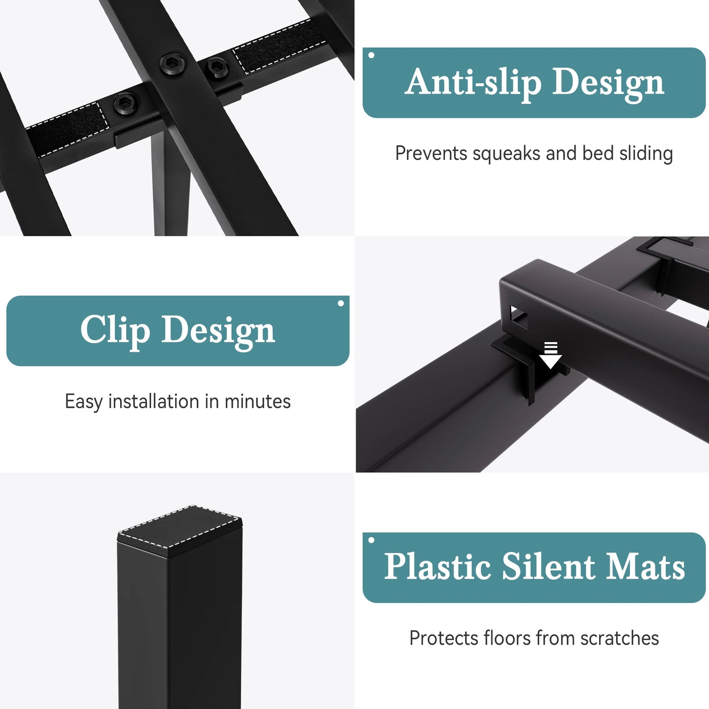 HOOMIC 14'' Metal Bed Frame with Victorian Headboard & Footboard, Heavy-Duty Wrought Iron Platform Bed Allewie