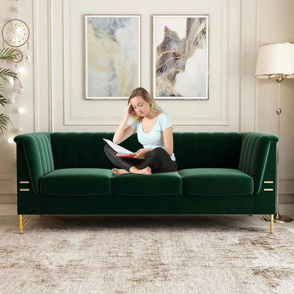 85.63" Velvet Sofa,Modern Loveseat Couch with Pillows Set of 2 for Living Room,Bedroom,Apartment Furniture with, Customized
