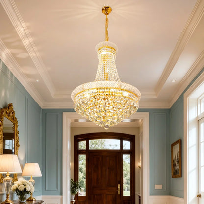 Modern Luxury Crystal Chandelier Empire Style Chandelier Pendant Ceiling Light Fixture for Living Room Stairway Bedroom Foyer