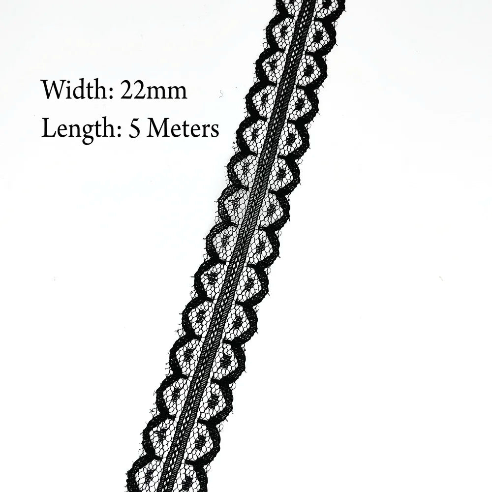 5 Meters White Black Lace Ribbon Assorted Pattern Trims for Gift Wrapping Christmas Wedding Decorations DIY Crafts Sewing Supply