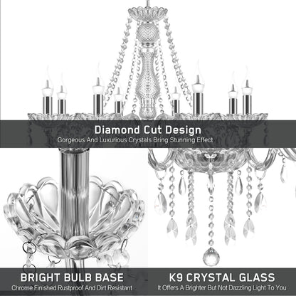 8Arms Modern Crystal Chandelier Luxury Crystals Lights Home Living Room Bedroom Wedding Decor Hanging Lamp Lobby Suspension