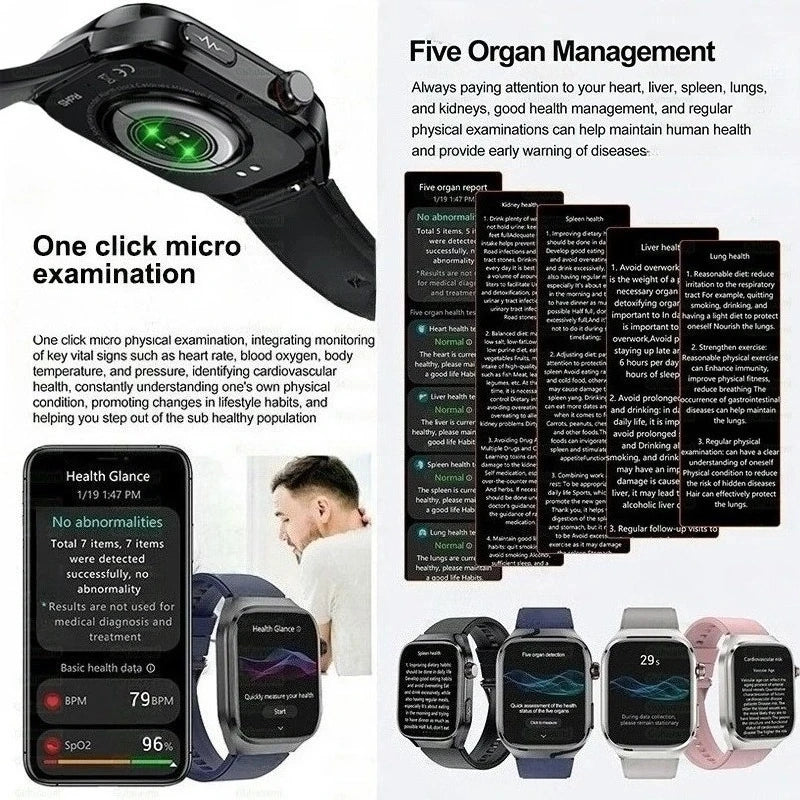 2026 New ECG+PPG Accurate Measure Heart Rate Smart Watch Men Blood Pressure Lipids Uric Acid Bluetooth Call Health Smartwatches