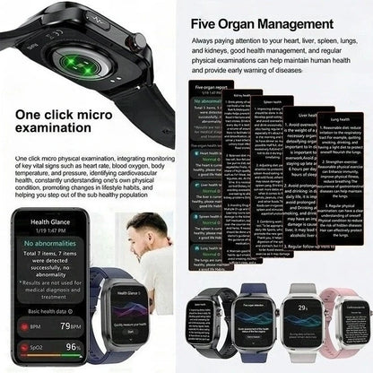 2026 New ECG+PPG Accurate Measure Heart Rate Smart Watch Men Blood Pressure Lipids Uric Acid Bluetooth Call Health Smartwatches