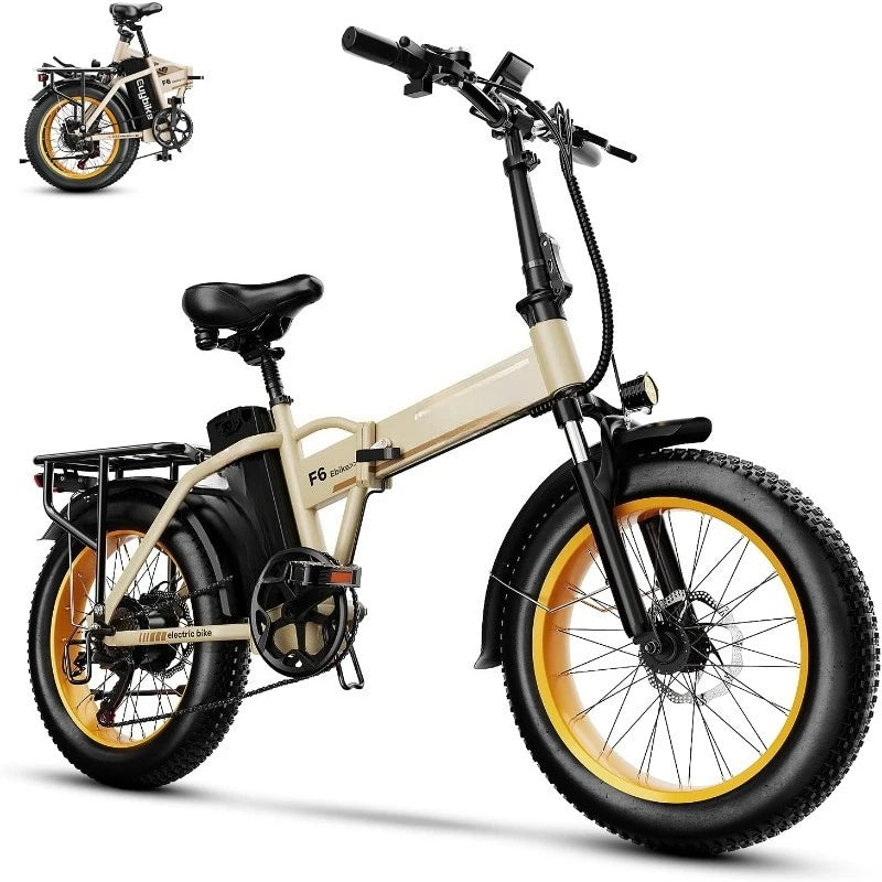 home.1000W Folding Electric Bike,48V 20AH Removable Battery E Bike,30+MPH,80 Miles Max Range Electric Bike for Adults,20" Fat Ti