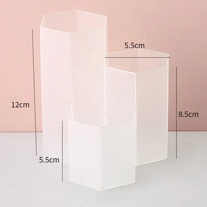 Simple Large Capacity Hexagonal Desktop Organizer Pen Container Holder Storage Pencil Cup 3 Slot Stand School Office Supplies