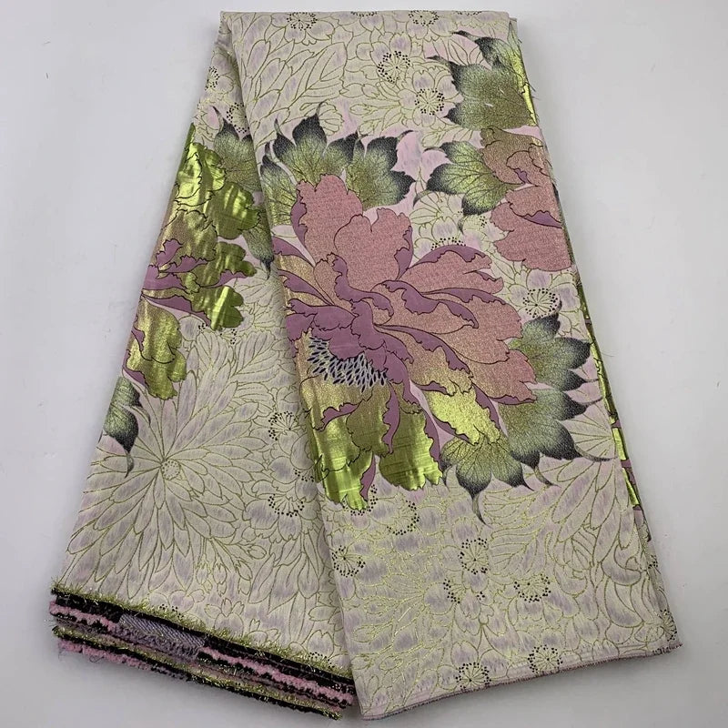 5 Yards Nigerian Brocade Lace Fabric 2025 High Quality French Gilded Jacquard Lace Damask Dress For Women Wedding Party Sew