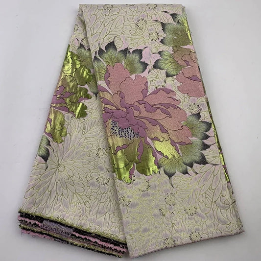 5 Yards Nigerian Brocade Lace Fabric 2025 High Quality French Gilded Jacquard Lace Damask Dress For Women Wedding Party Sew