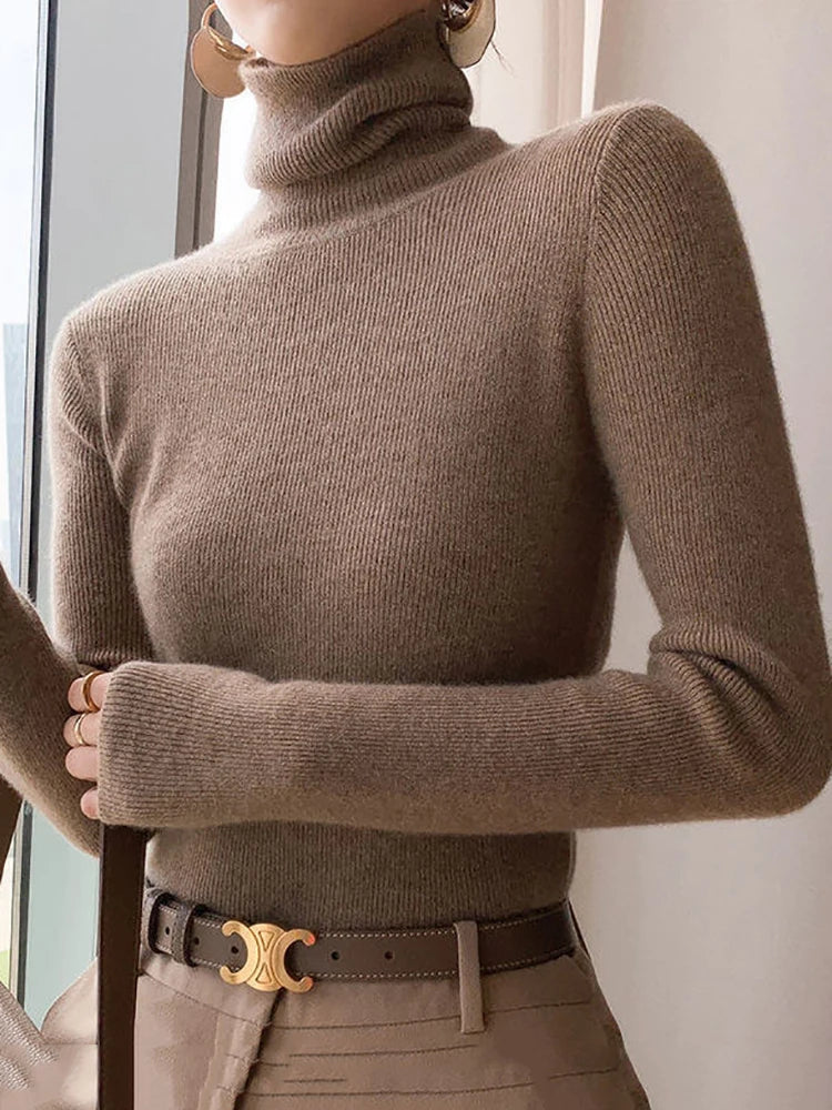 2025 Women Sweater Autumn Winter Long Sleeve Turtleneck Pullovers Warm Bottoming Korean Fashion Sweater Knitwear Soft Jumpers