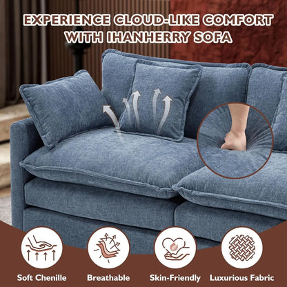 146" U-Shaped Modern Sofa Modular Sectional Cloud Couch with 2 Ottoman, 6-Seat Chenille Deep Seat Sofa with 6, Customized