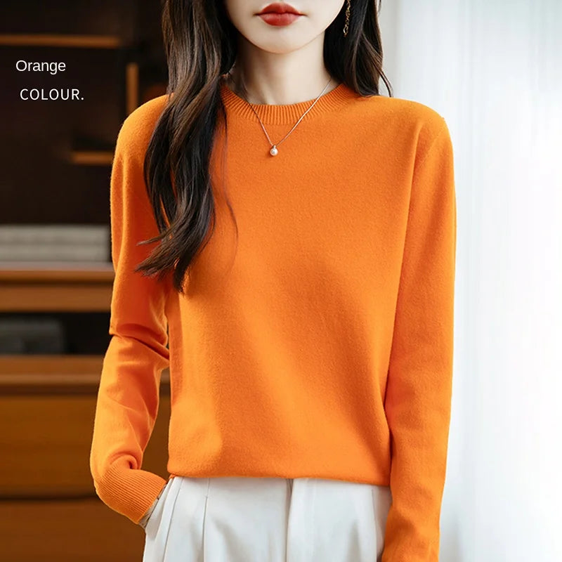 Women 22 colors weater O-neck Autumn Winter Basic 100% Andy velvet Warm Casual Pulls Jumpers Korean FashionSpring Knitwear 2025