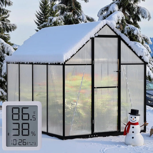 6×8FT Greenhouse for Outdoors Walk in Greenhouse Kit and Winter Garden Planting Green Houses for Outside with Electronic