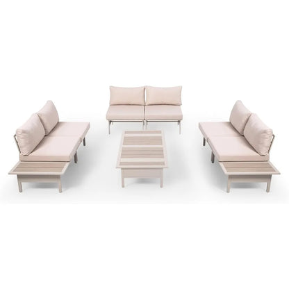 8 Pieces Patio Furniture Set, Outdoor Metal Frame Patio Conversation Sets with Coffee Table & Thick Cushions for Garden, Poolsi