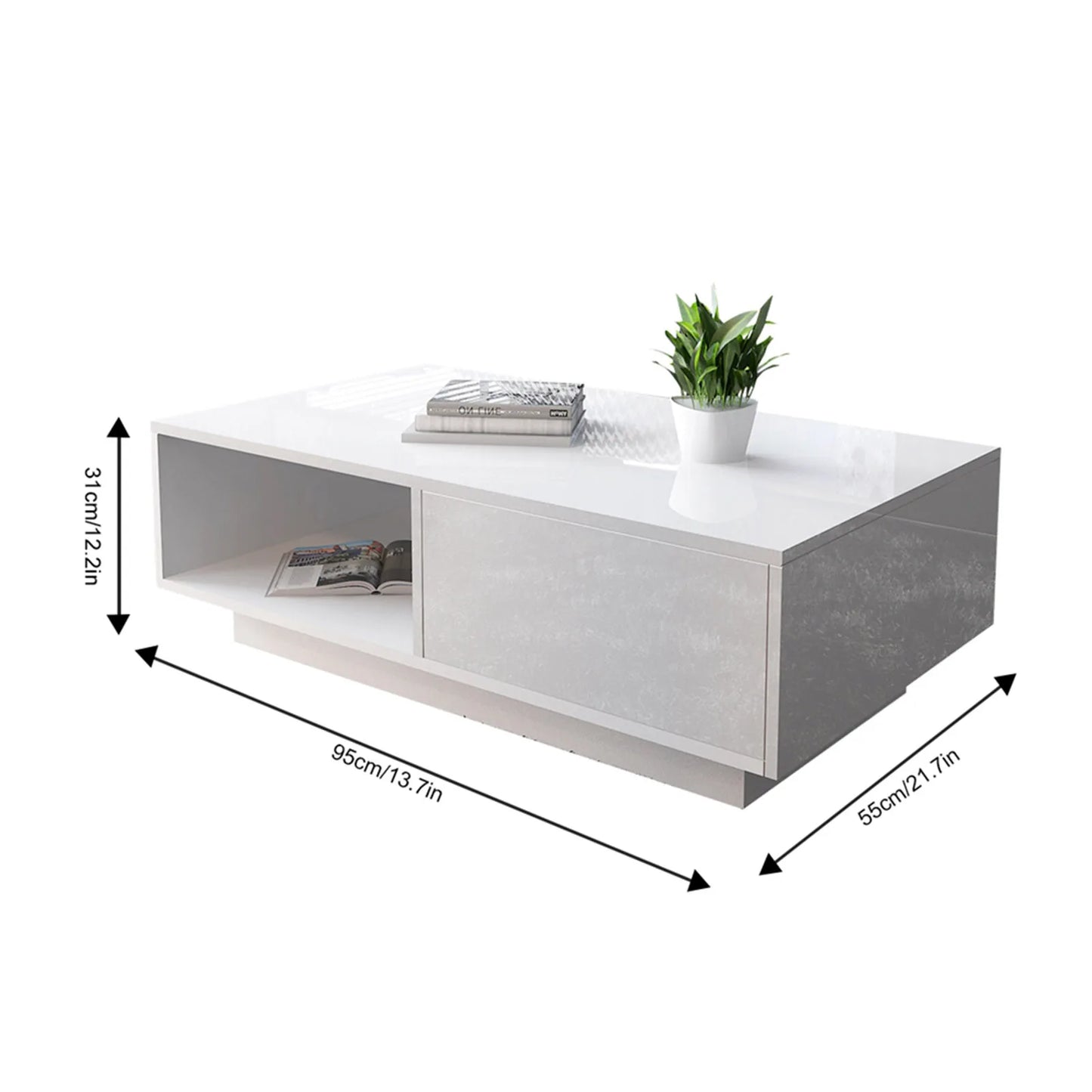 Modern High Gloss Rectangular Coffee Table Tea Table Storage Living Room Living Room Table Coffee Table Rectangular Coffee Table