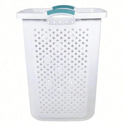 Plastic laundry basket, white, adult/youth