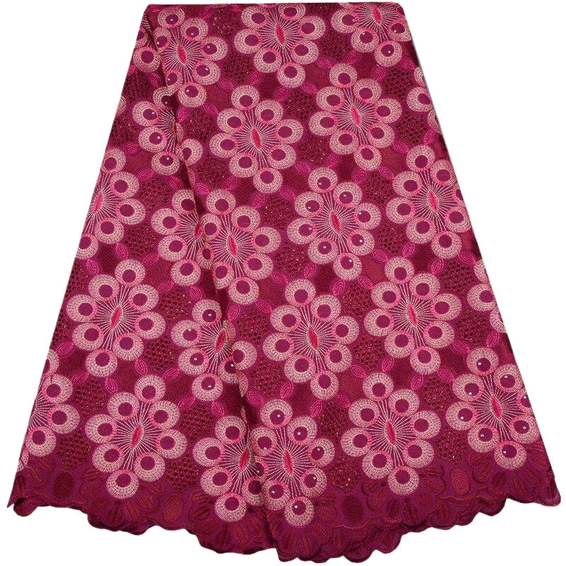 2025 Nigerian Embroidered Cotton Lace Fabric High Quality 5 Yards African Lace Fabric Swiss Voile Lace Wedding Dress for Women