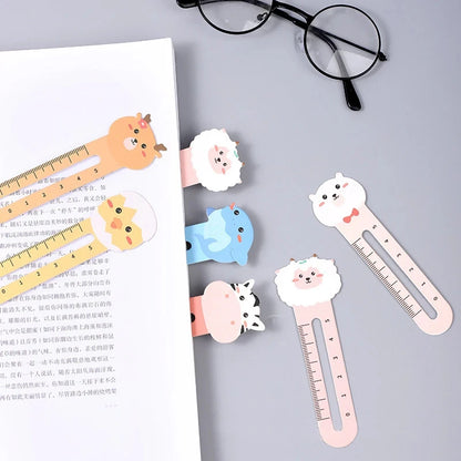 50-Pack Cartoon Animal Bookmarks, Dual-Purpose Bookmarks and Rulers for Office and School Use, Cute Bear and Kitten Bookmarks fo