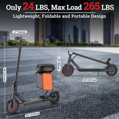 LADPED Electric Scooter 350W Motor 36V 5.2Ah Battery app Control 19mph Max Speed Up to 16miles Range Foldable Scooter with Seat