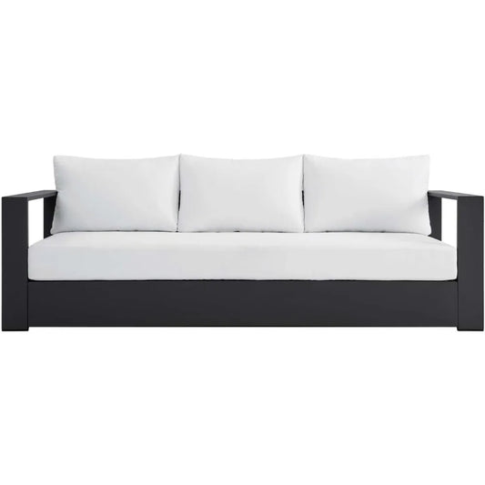 Gray and White Aluminum Outdoor Patio Sofa