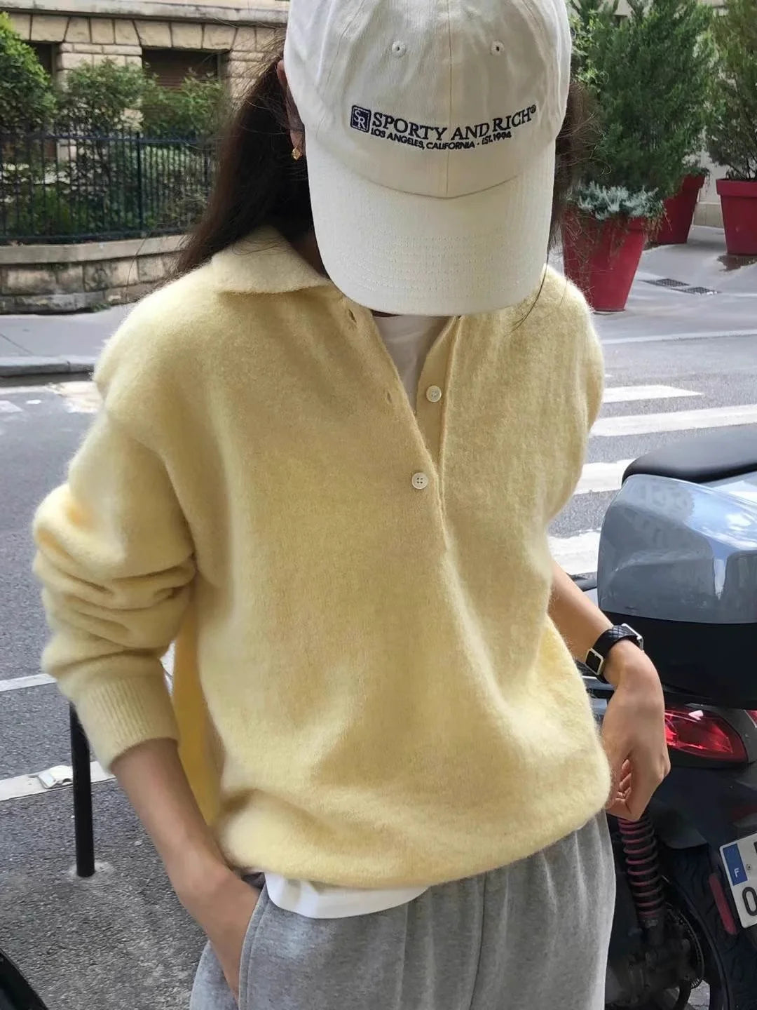 100% Wool Women's Knitted Sweater 2025 Autumn/Winter New Solid Color Casual Collar Polo Wool Sweater