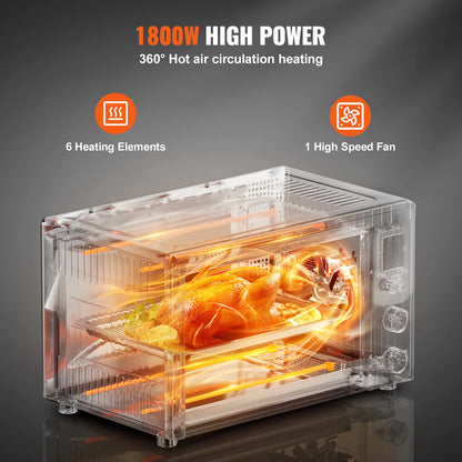 SucceBuy10-IN-1 Convection Oven, 28L/29.6Qt Multifunctional Conventional Oven Countertop, 1800W 4-Tier Toaster
