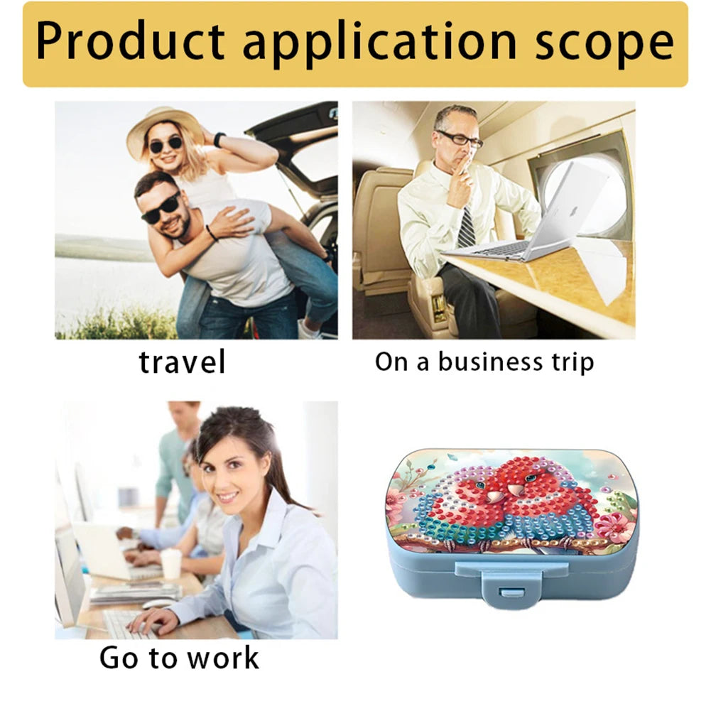 Mushroom 5D DIY Diamond Painting Dot Pill Case Diamond Painting Medicine Box 6 Grid Moisture-proof Pill Organizer for Art Craft