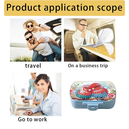 Mushroom 5D DIY Diamond Painting Dot Pill Case Diamond Painting Medicine Box 6 Grid Moisture-proof Pill Organizer for Art Craft