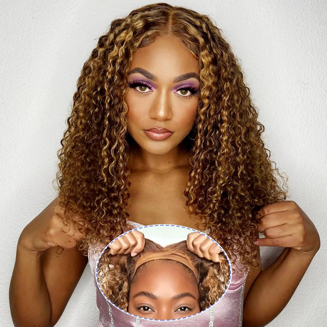 4/27 Ombre Highlight Lace Front Wig Human Hair Pre Plucked 250% Density Honey Blonde Wear and Go Glueless Wig 5X5 Glueless Wig