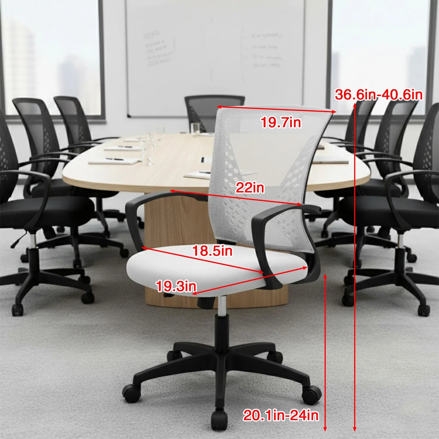 Office Chair Mesh Chair Ergonomic Computer Desk Chair Mid Back Swivel Lumbar Support with Armrest