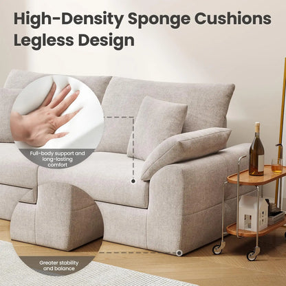 89.8" Modern Loveseat Sofa for Living Room, Cloud Boneless Couches with 4 Pillows, Mid Century Loveseat couches for, Customized