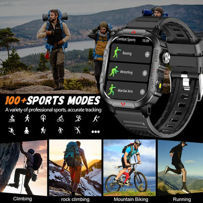 LAXASFIT New Smart Watch 2.01 Display Men Sports Watch LED Flashlight Bluetooth Call Health Monitor IP68 Waterproof Smart Watch