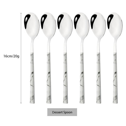 6/24pcs Wooden Handle Cutlery Set Brown Silver Dinnerware Set Stainless Steel Forks Spoons Knife Tableware Kitchen Flatware Set