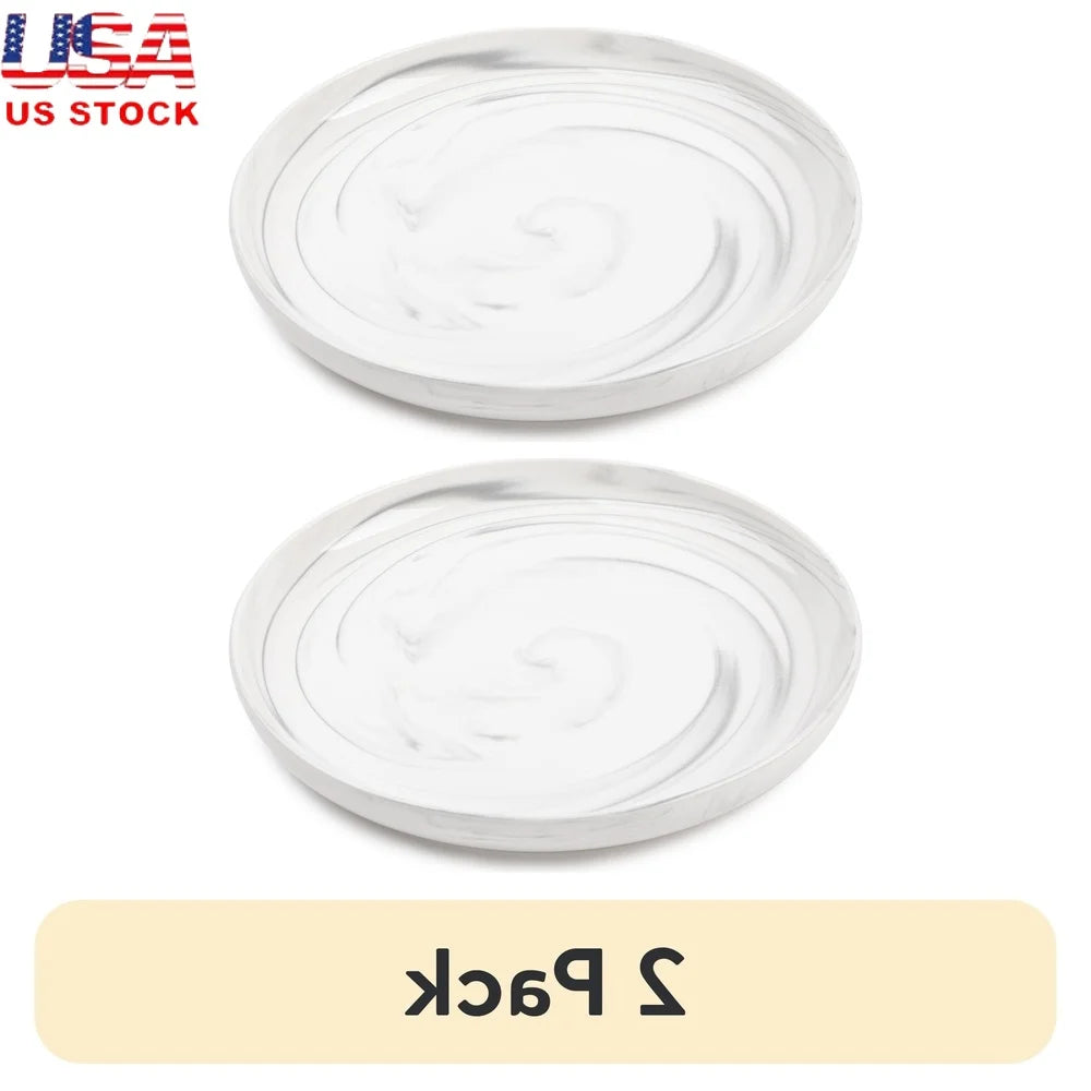 2 Pack Microwave Dishwasher Oven Safe Stoneware Dinner Plates Grey Marble Round Tableware Kitchen Utensils Dining Set