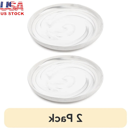 2 Pack Microwave Dishwasher Oven Safe Stoneware Dinner Plates Grey Marble Round Tableware Kitchen Utensils Dining Set