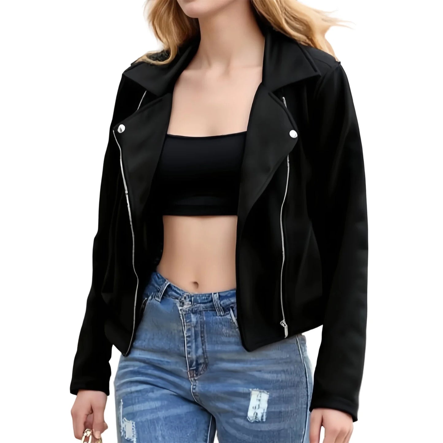 Women s Fall Plus Size Coat Lapel Long Sleeve Printed Zip Up Embellished Jacket with Pockets