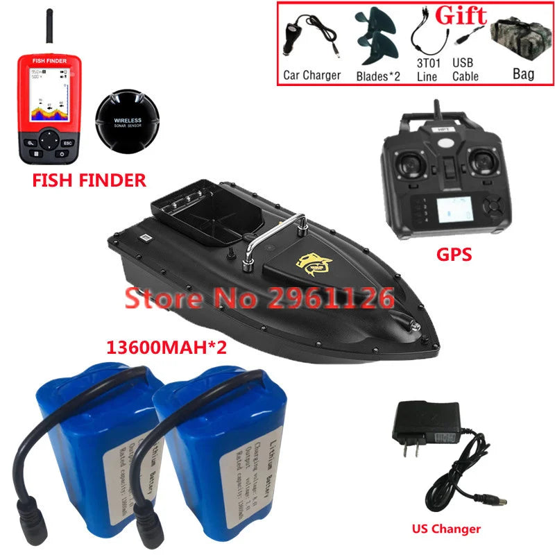 600M GPS Sonar Fish Exploration High Speed Remote Control Bait Boat Model 1.5KG 16GPS Constant Speed Cruise RC Bait Boat Model