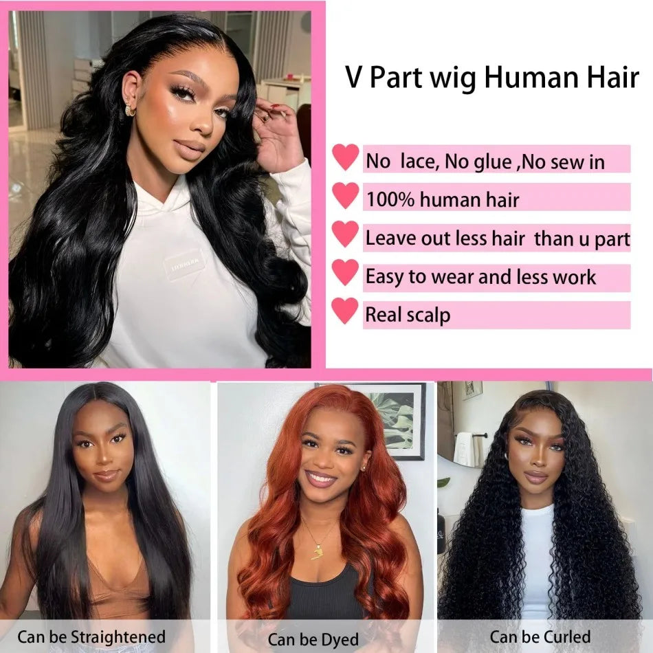 V Part Wigs Human Hair Body Wave Glueless Wigs Human Hair 100% Half Wigs With Clip In 5X5 Hd Lace Closure Wig Beginner Friendly