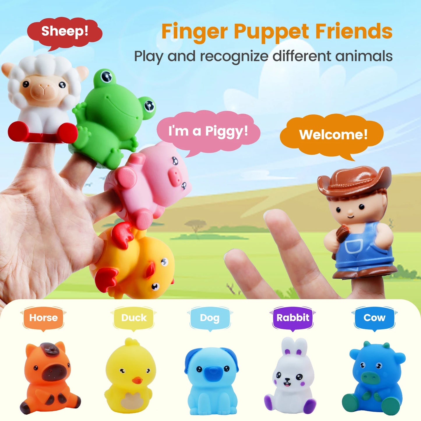 Montessori Farm Train Set for Toddlers Learning Counting, Matching & Sorting Fine Motor Skills,Preschool Toy Birthday Gift